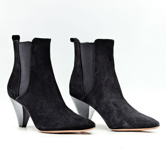 Veronica Beard Shoes - Veronica Beard Women Baxter Black Suede Chelsea Heeled Ankle Boots size 9